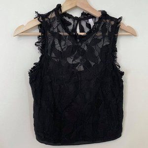 Zara Trafaluc Collection lace embroidery top Black